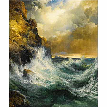 Thomas Moran Karanın Sonunda Günbatımı Cornwall