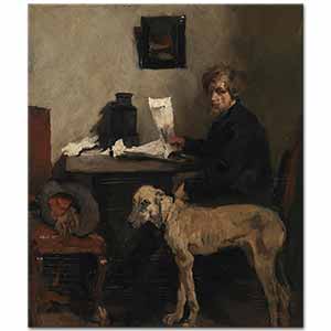 Wilhelm Maria Hubertus Leibl Sattler Köpeği ile