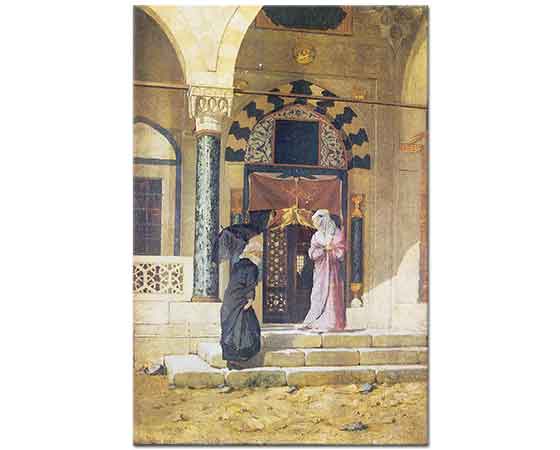 Osman Hamdi Türbe Kapısı Önünde iki Kadın