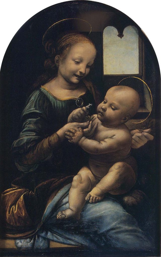Leonardo Da Vinci Çiçeklerle Meryem