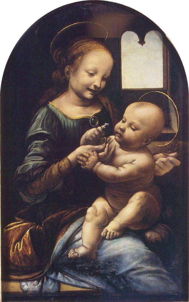 Leonardo Da Vinci Çiçeklerle Meryem