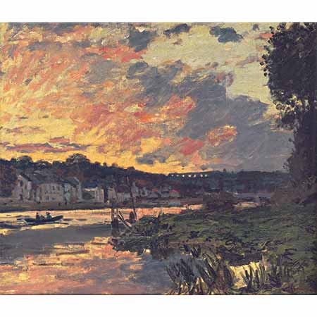 Claude Monet Bougival'de Sen Kıyısı ve Akşam