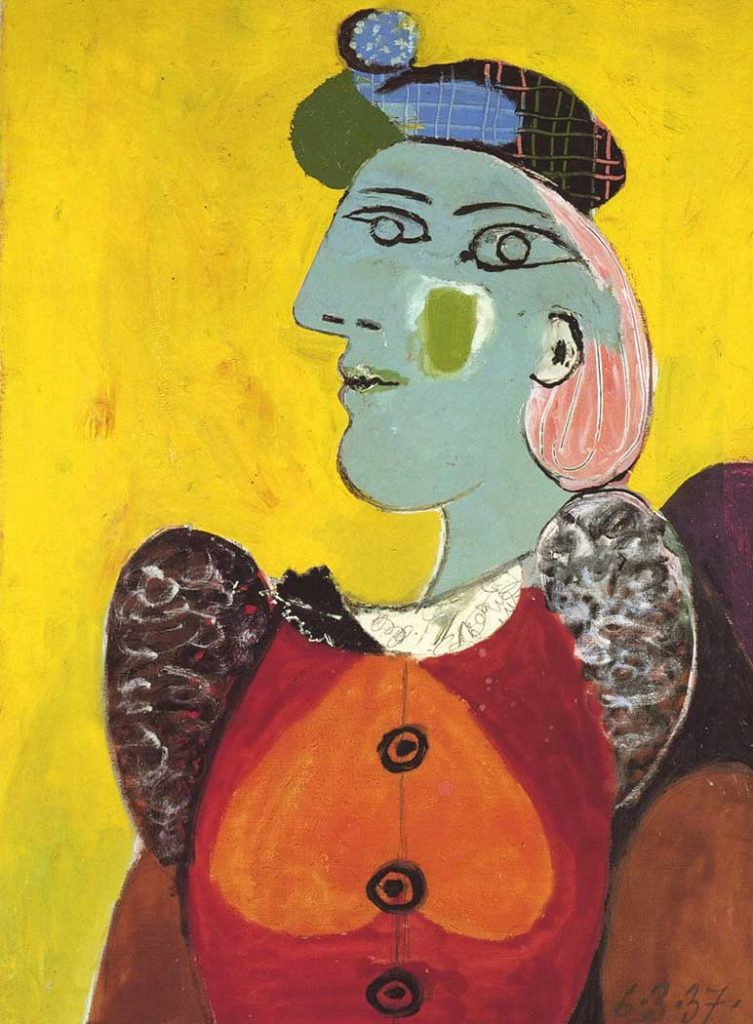 Pablo Picasso Kırmızı Hırkalı ve Bereli Kadın