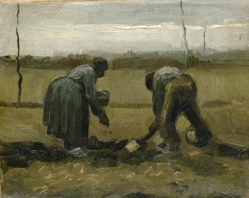 Vincent van Gogh Çiftçi ve Hanımı Patates Ekerken