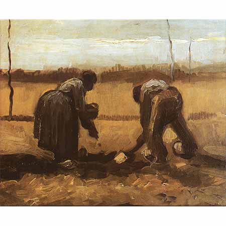 Vincent van Gogh Çiftçi ve Hanımı Patates Ekerken