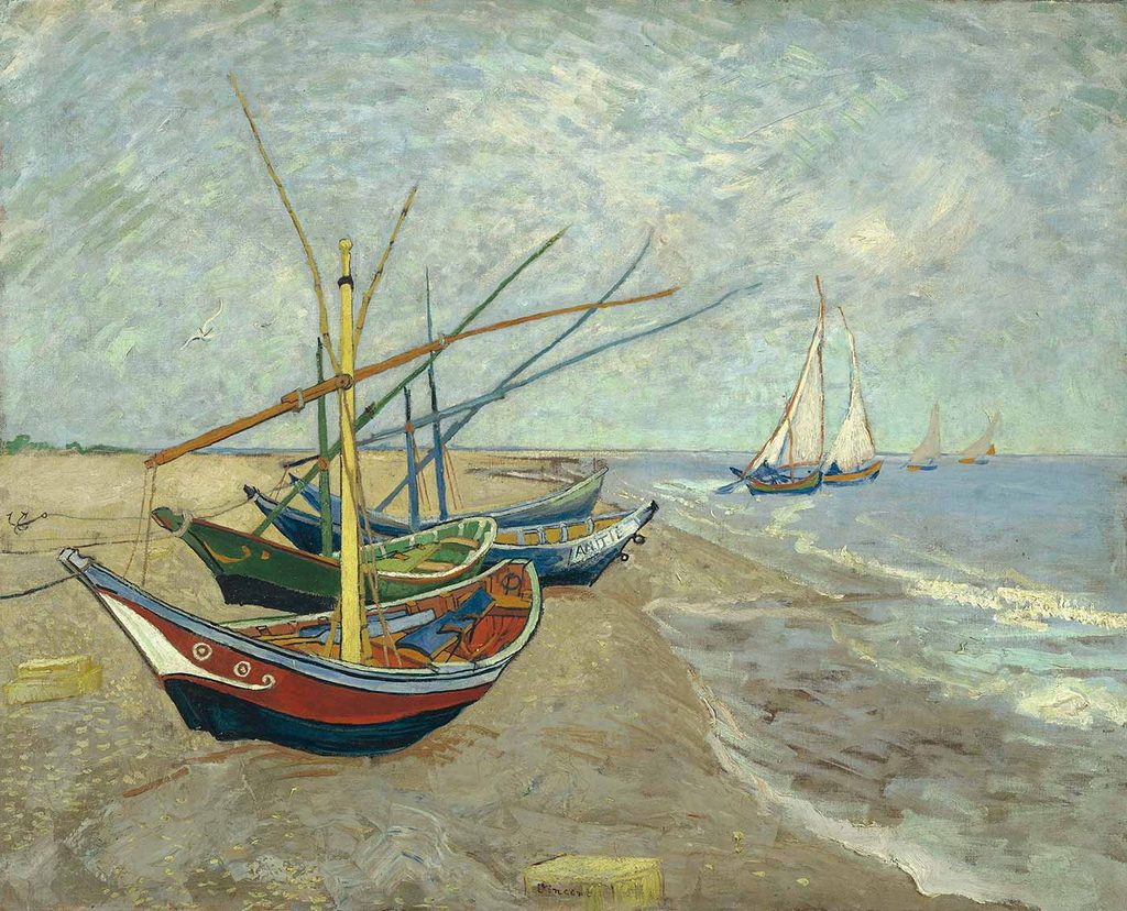 Vincent van Gogh Kıyıda Kayıklar