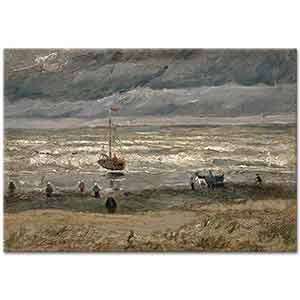 Vincent van Gogh Sahilde Tekne ve Figürler Scheveningen