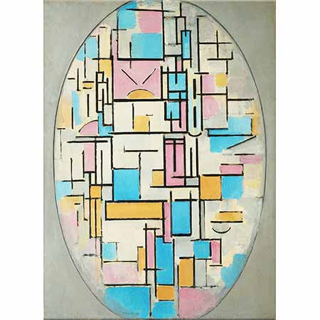 Piet Mondrian Renk Alanlı Oval Kompozisyon