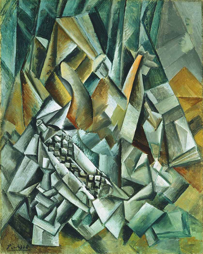 Pablo Picasso Likör Şişesi ile Natürmort