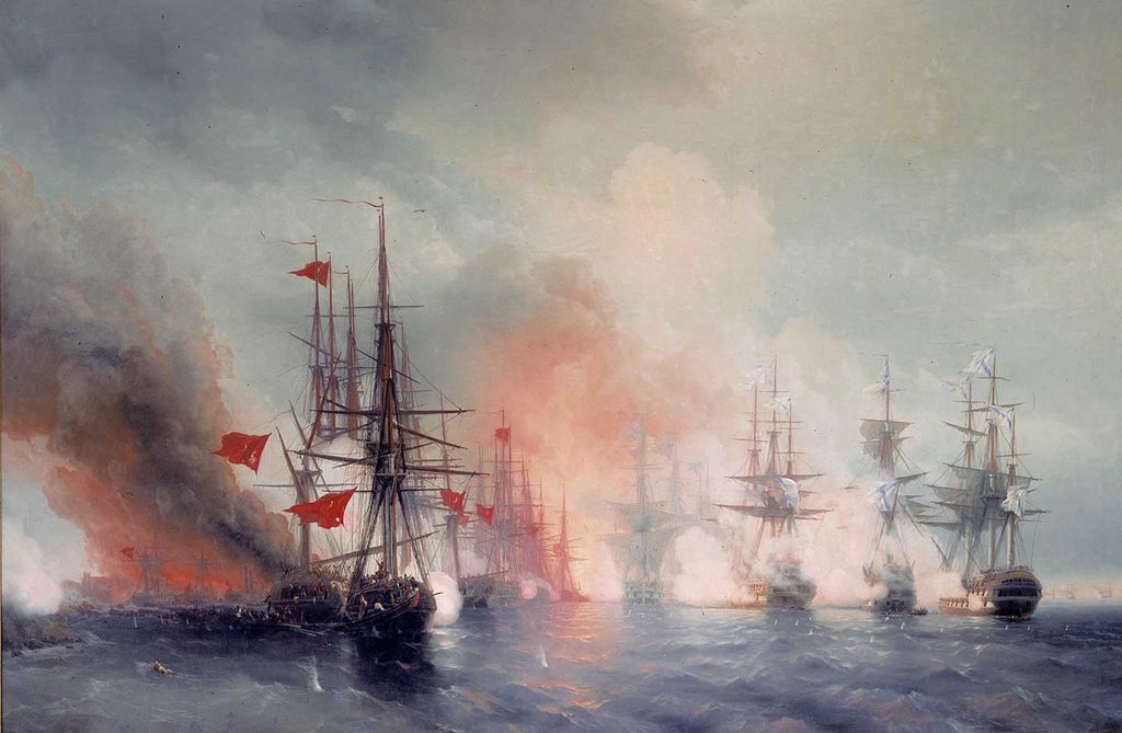 Ayvazovski Sinop Savaşında Gemiler