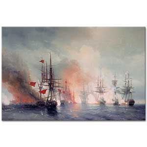 Ayvazovski Sinop Savaşında Gemiler