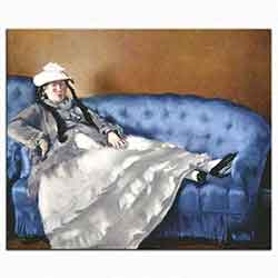 Edouard Manet Bayan Manet Mavi Koltukta