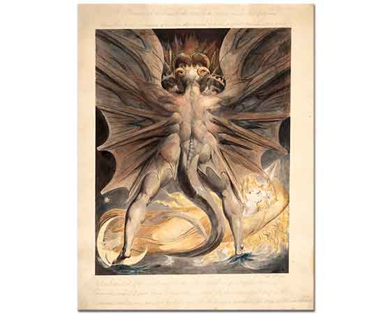 William Blake Kızıl Ejder ve Güneşle Giyinen Kadın