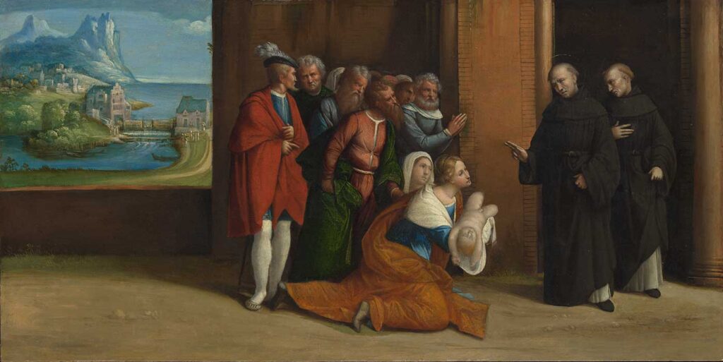 Benvenuto Tisi da Garofalo Saint Nicholas Çocuğu Diriltirken