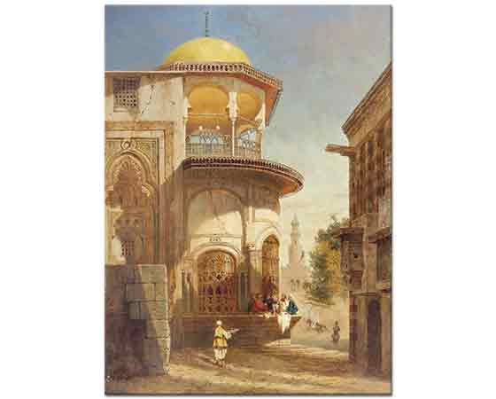 Adrien Dauzats Eski Kahire'den Sokak Manzarası