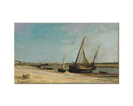 Charles Francois Daubigny Etaples Sahilinde Tekneler