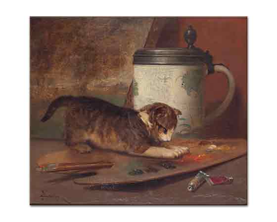 John Henry Dolph Resim Paleti ile Oynayan Kedi