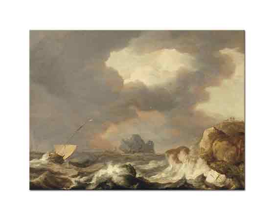 Allaert van Everdingen Fırtınalı Denizde Gemi