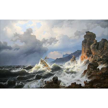Andreas Achenbach Norveç Kıyısında Fırtına