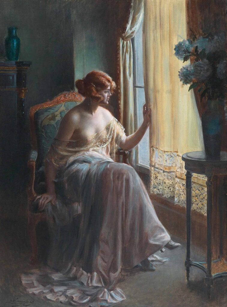 Delphin Enjolras Odasında Sabahlığı ile Kadın