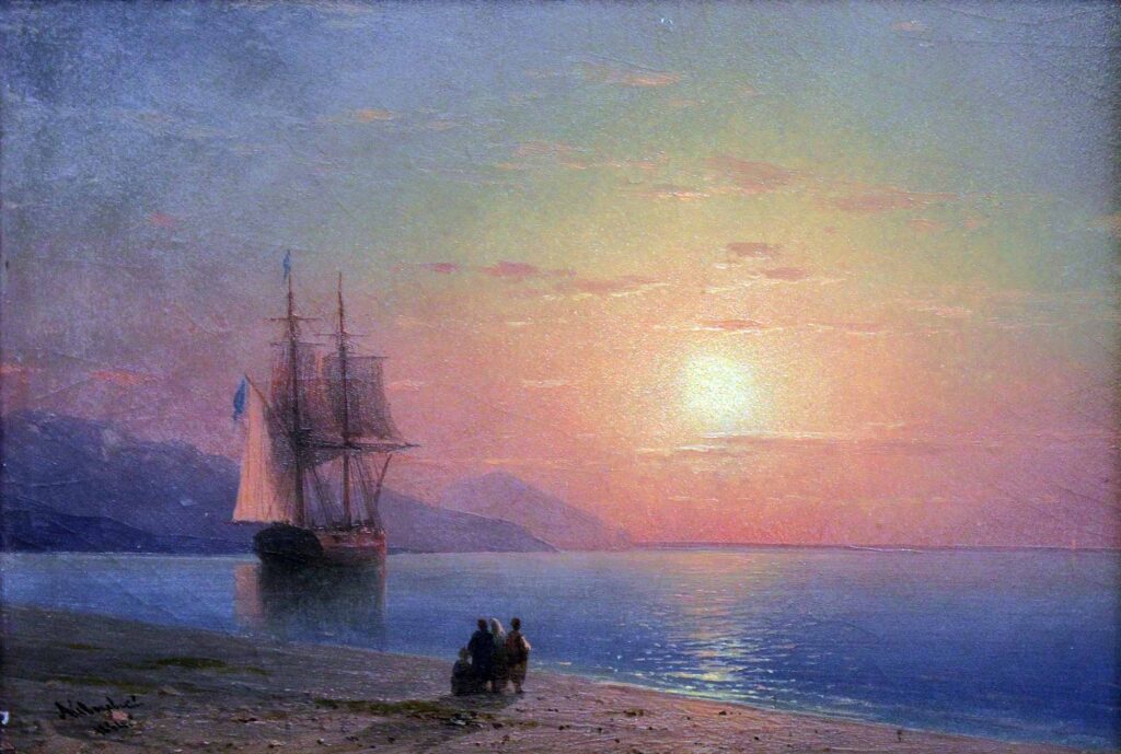 Ayvazovski Deniz 1864 (Sahilde Gün Batımı)