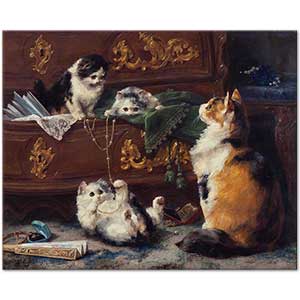Charles van den Eycken Kedi ve Yavruları