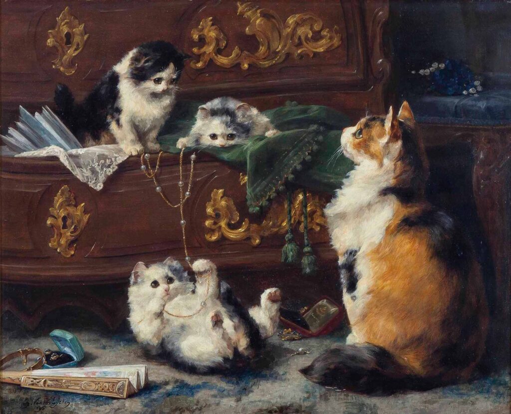 Charles van den Eycken Kedi ve Yavruları