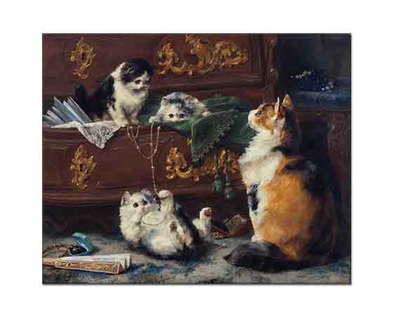 Charles van den Eycken Kedi ve Yavruları