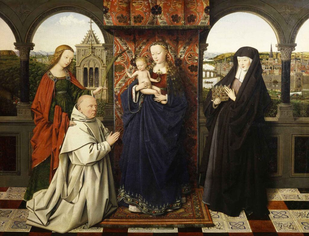 Jan van Eyck Virgin ve Çocuğu, Aziz ve Donör ile