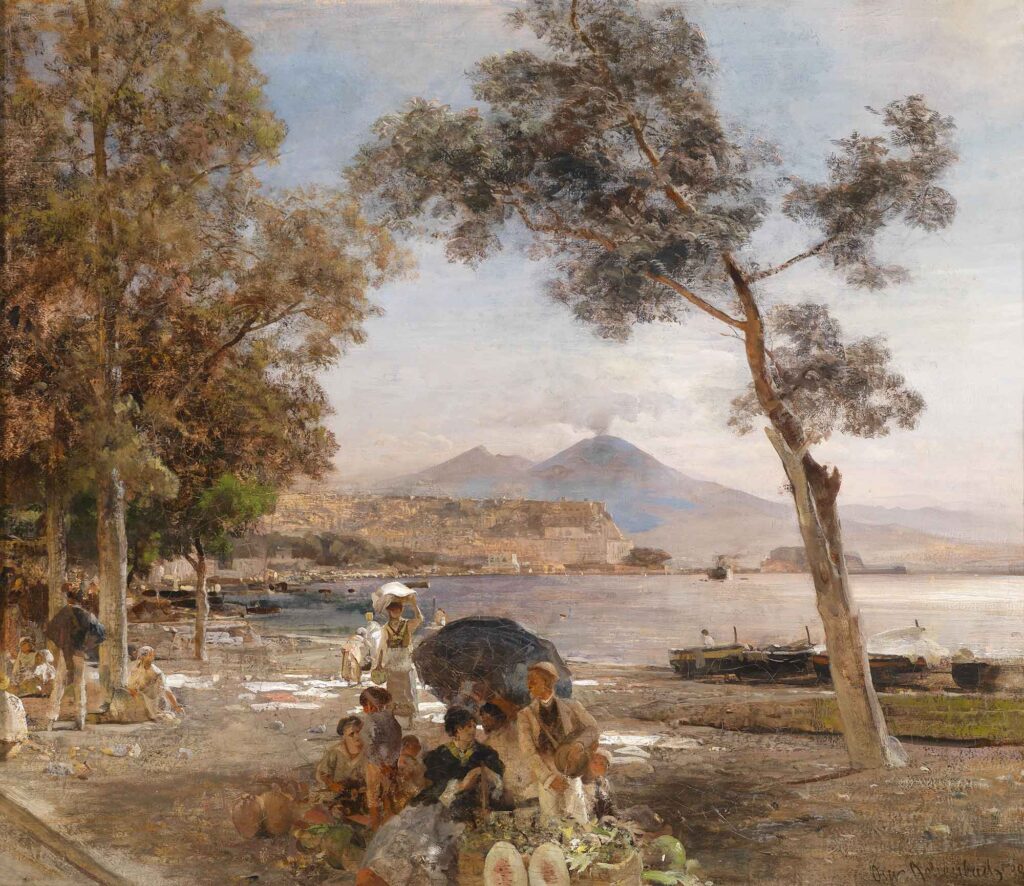 Oswald Achenbach Napoli'de Günbatımı