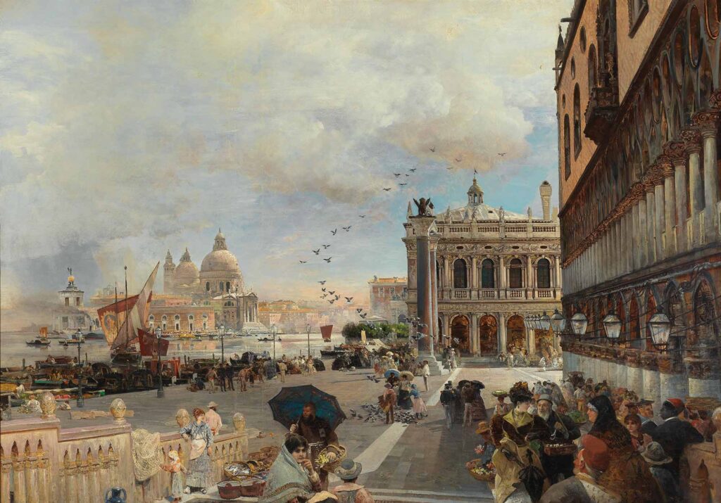 Oswald Achenbach Piazzetta Meydanı Venedik