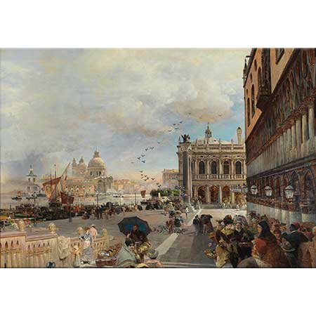 Oswald Achenbach Piazzetta Meydanı Venedik