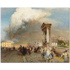 Oswald Achenbach Vezüv Lav Püskürürken
