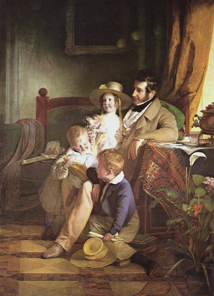 Friedrich von Amerling Rudolf von Arthaber ve Çocukları - Rudolf von Arthaber with his children