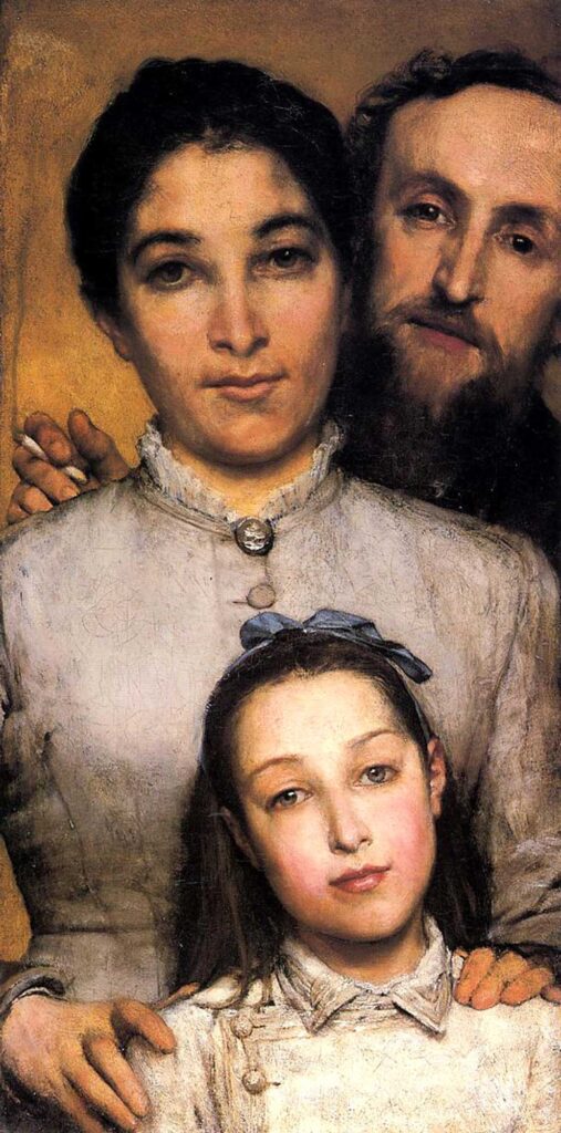 Sir Lawrence Alma Tadema Dalou Karısı ve Kızı - Portrait of Aime Fules Dalou with his Wife and Daughter