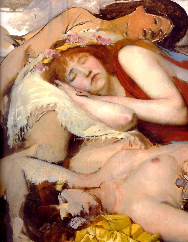 Sir Lawrence Alma Tadema Dans Sonrası Yorgun Maenides (Detay) - Exhausted Meanides after the Dance (Detail)