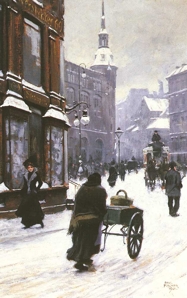Paul Gustav Fischer Kopenhag'da Kış Günü Cadde Manzarası