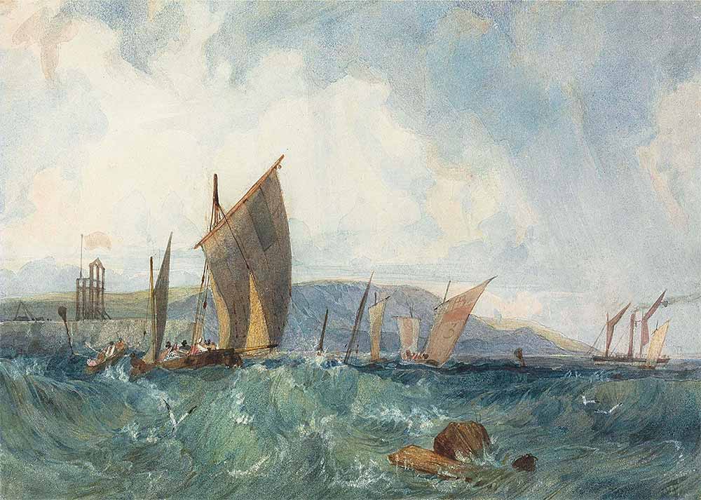 Richard Parkes Bonington Dieppe Sahilinde Tekneler