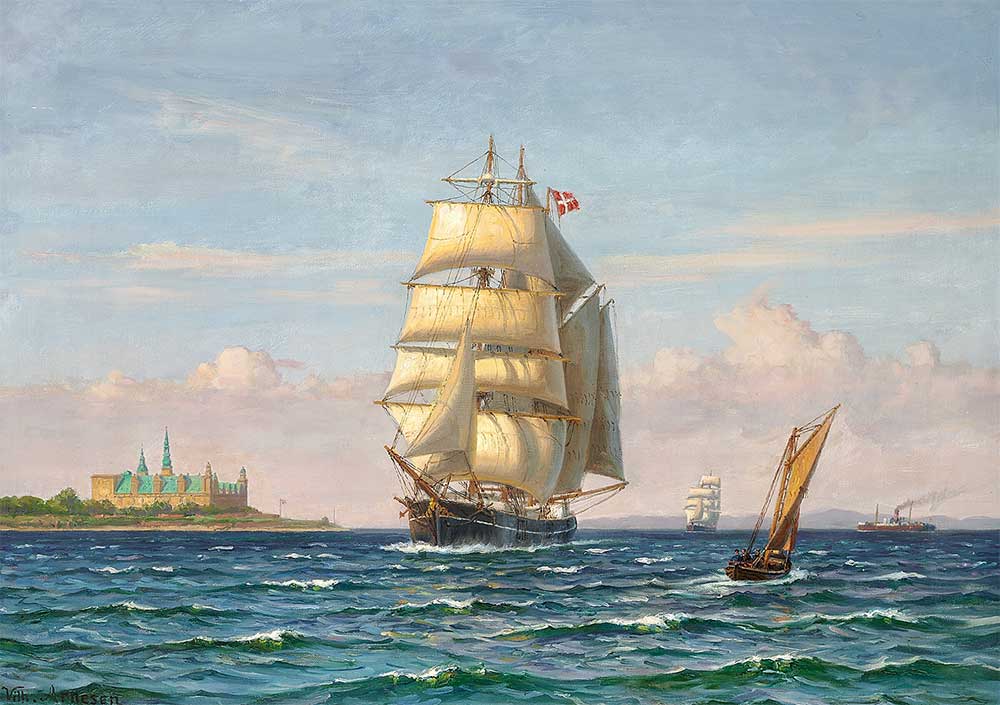 Vilhelm Karl Ferdinand Arnesen Kronborg Açıklarında Yelkenli