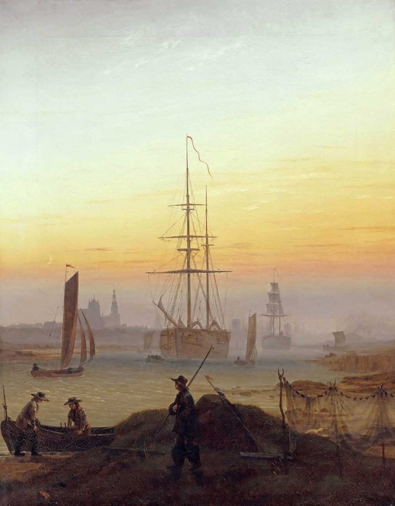 Caspar David Friedrich Greifswald Limanında Gemiler