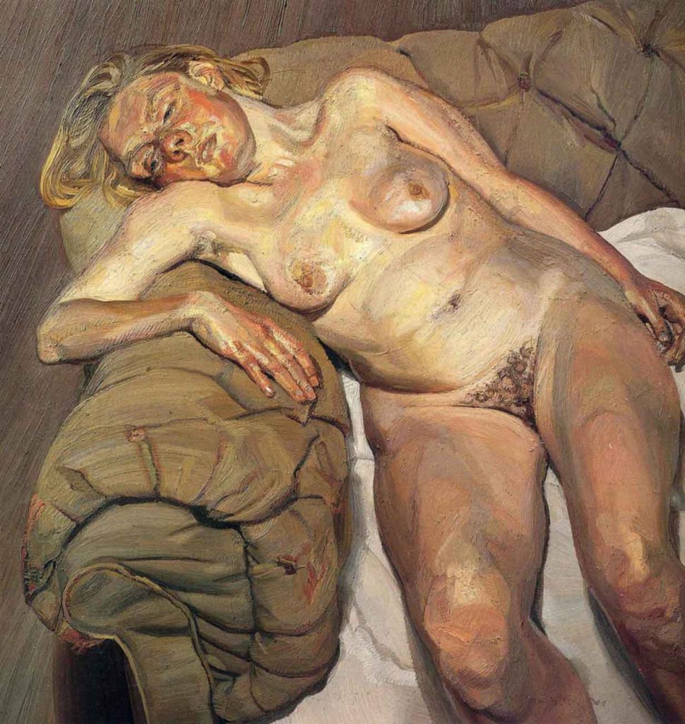 Lucien Freud Koltukta Nü