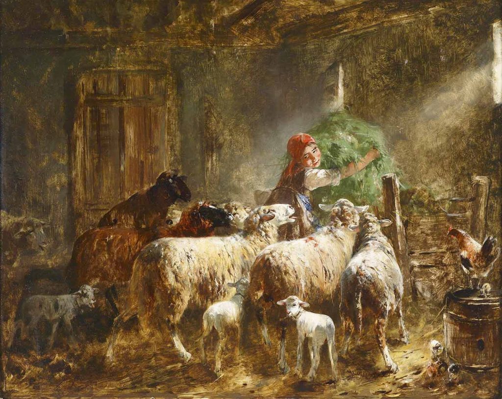 Friedrich Otto Gebler Koyunlara Yem Verirken