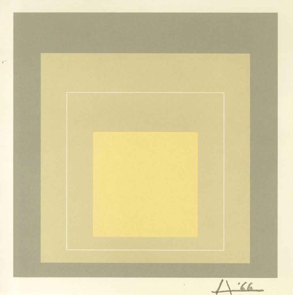 Josef Albers Beyaz Kontürlü Kareler