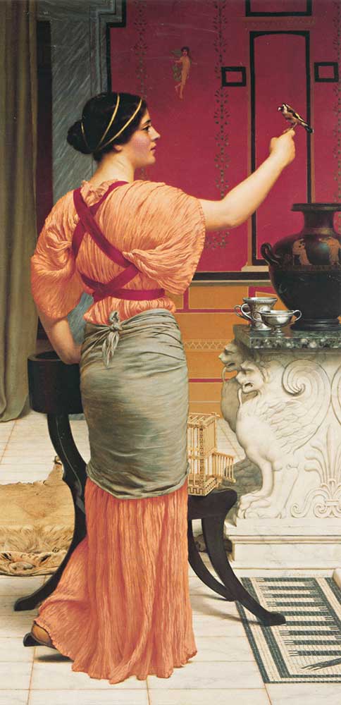 John William Godward Lesbia ve Serçesi