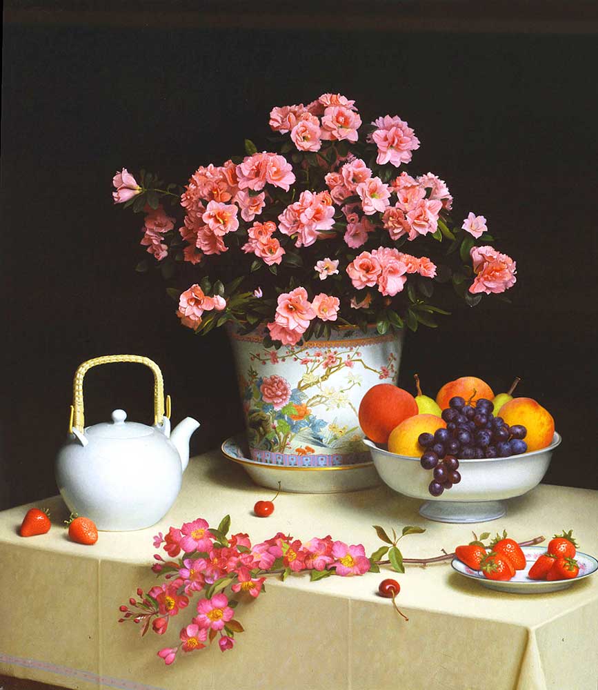 Stephen Gjertson Meyve ve Çiçekli Natürmort