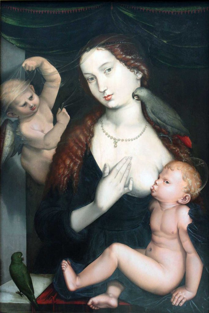 Hans Baldung Grien Madonna Papağanlar ile