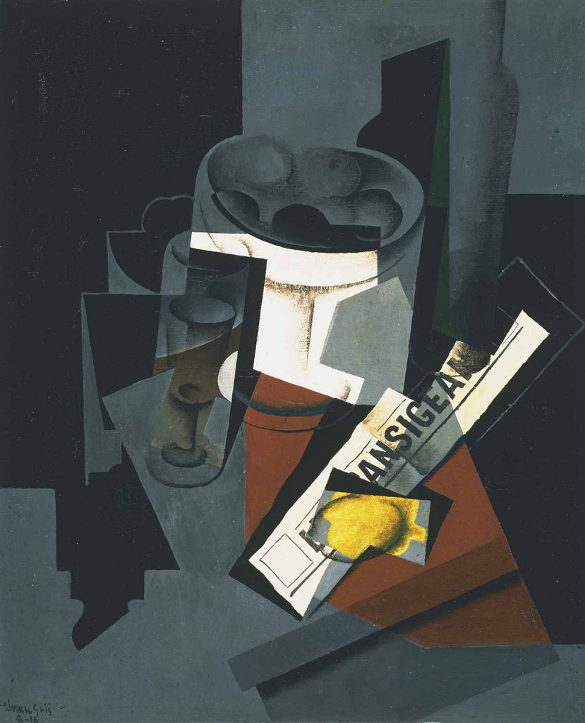 Juan Gris Meyve Tabağı ve Şişe ve Limon