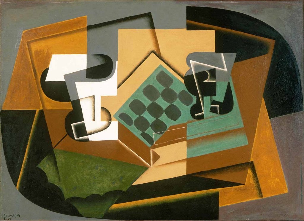 Juan Gris Satranç Tahtası ve Bardak ve Bulaşık