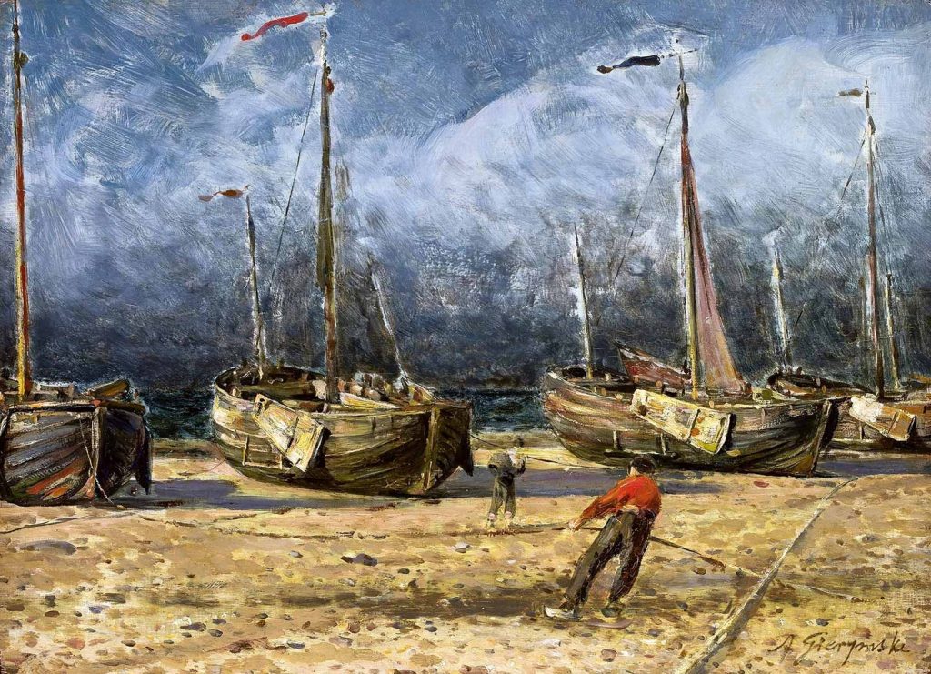 Aleksander Gierymski Kıyıda Balıkçı Tekneleri