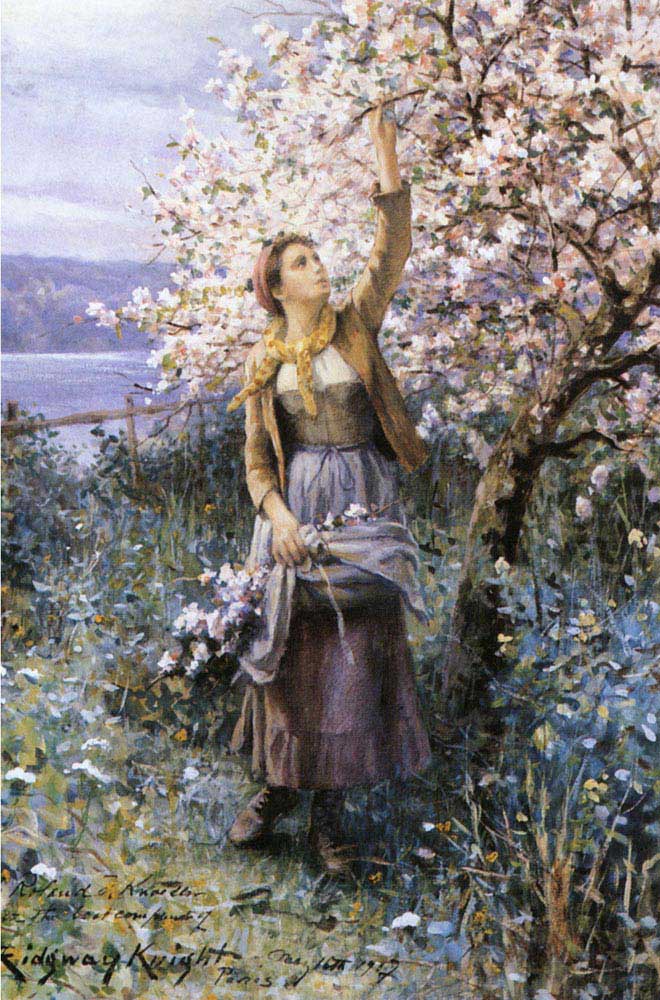 Daniel Ridgway Knight Elma Çiçekleri Toplarken